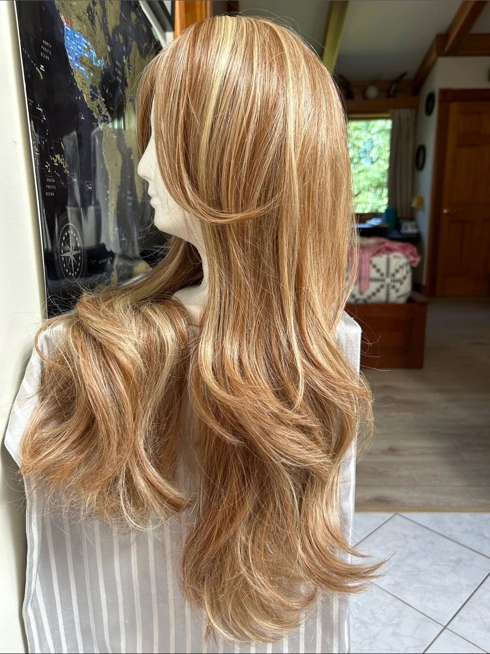 Long Layered Women’s Wig in Warm Honey Blonde - Smooth Soft Natural Waves